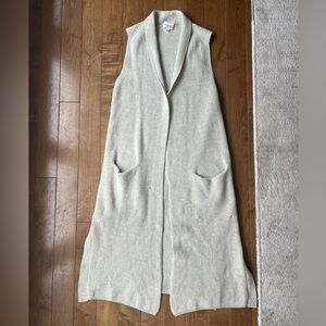 Wilfred Aritzia Olivie Sweater Merino Wool Grey Long Cardigan Vest